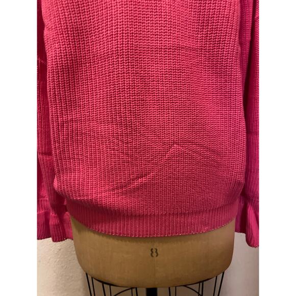Gil' B 100% Cotton Glitter Trim V Neck Bell Sleeve Sweater Pink NWT Size XXXL - Picture 3 of 11